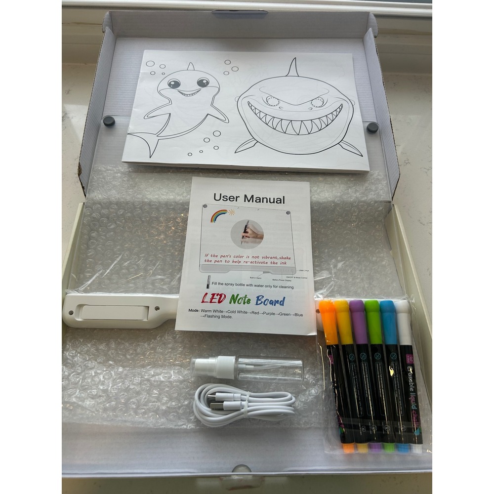 LED‎ Note Board Whiteboard with Markers USB Charging for Drawing Writing 16"